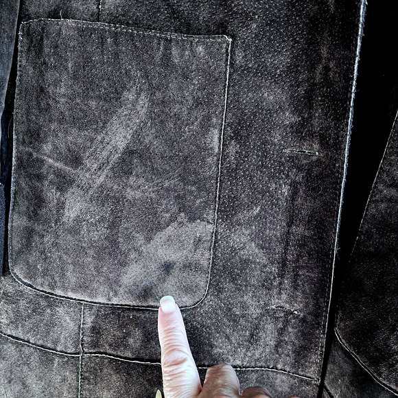 Suede Leather Coat SZ XL Dark Brown Western Boho Worn-in Real Suede Feel READ - Picture 5 of 10